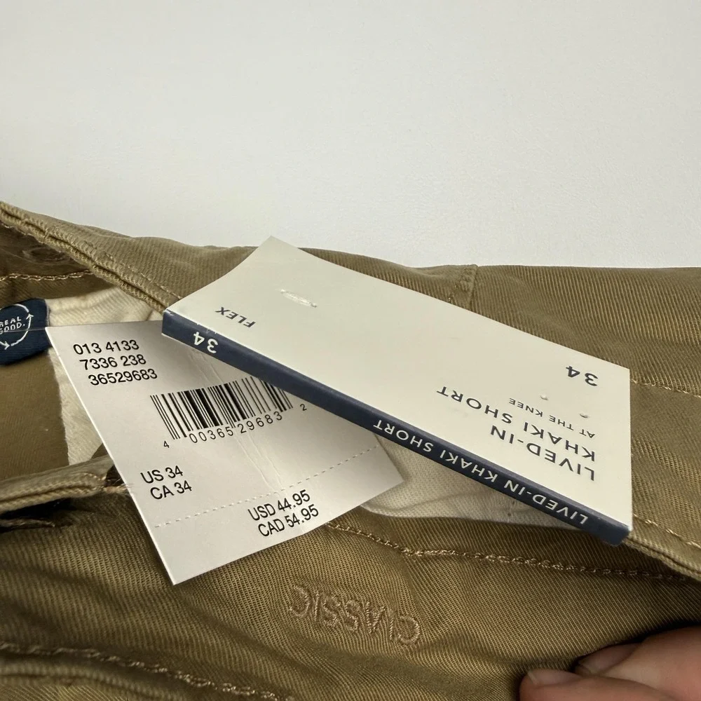 American Eagle Shorts Mens 34 Beige Flex Lived-In Khaki Chino 9 Inseam Casual
